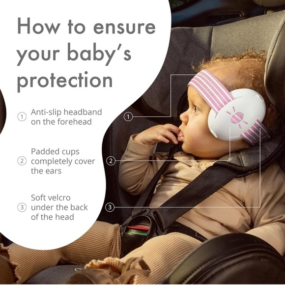 Noise Reduction Earmuffs for Babies and Toddlers Up to 36 Months - White/Pink - Picture 6 of 10